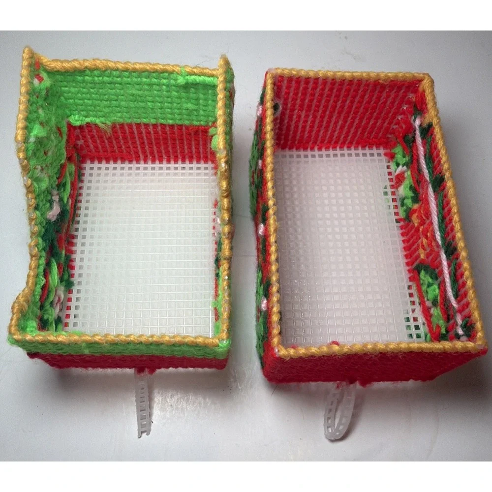Handmade Needlepoint Christmas Train Plastic Canvas